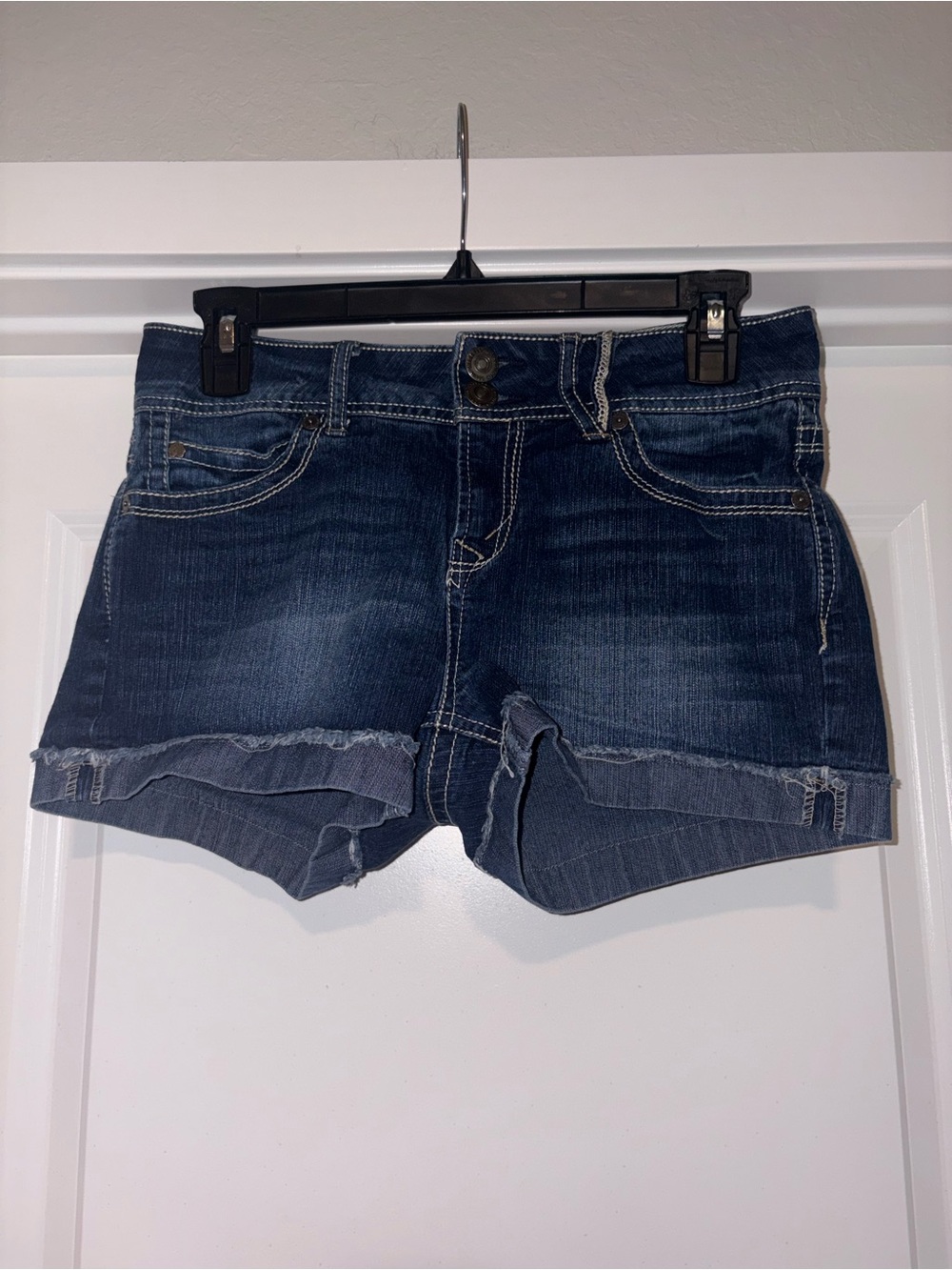 Wallflower Dark Blue Rolled Hem Denim Shorts
